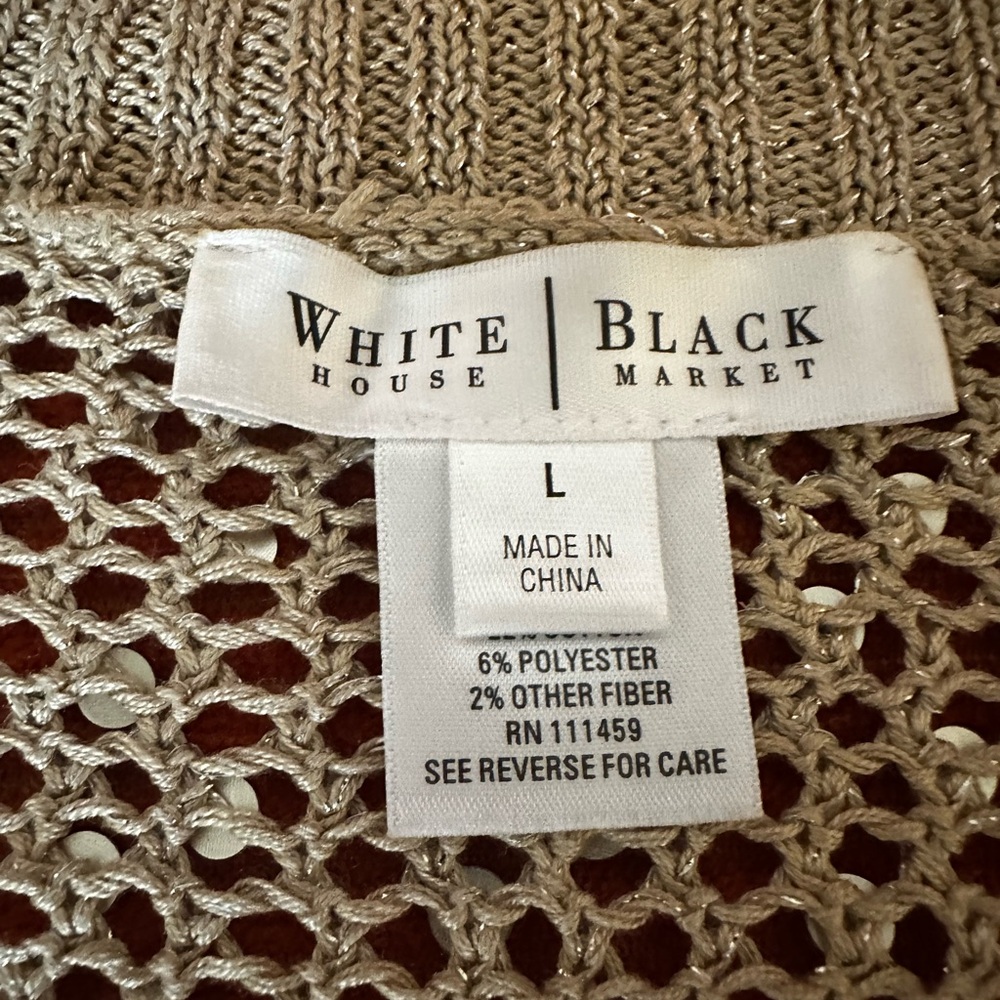 White House Black Market Gold & Sequined Cardigan - Women’s L - Picture 6 of 6